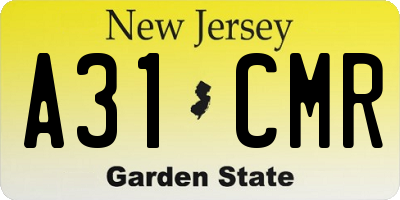 NJ license plate A31CMR