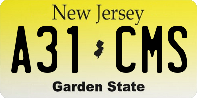 NJ license plate A31CMS