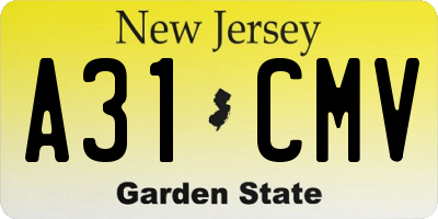 NJ license plate A31CMV