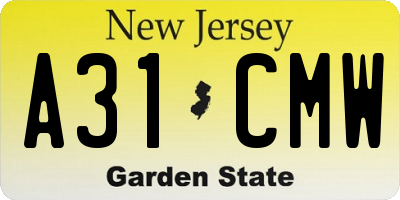 NJ license plate A31CMW