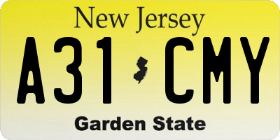 NJ license plate A31CMY