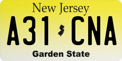 NJ license plate A31CNA