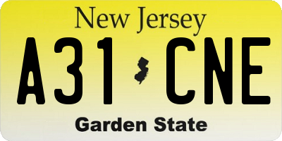 NJ license plate A31CNE