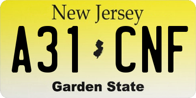 NJ license plate A31CNF