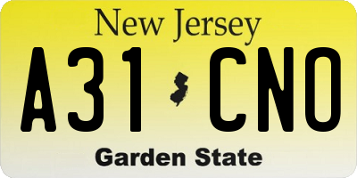 NJ license plate A31CNO