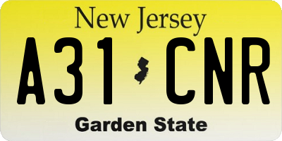 NJ license plate A31CNR