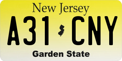 NJ license plate A31CNY