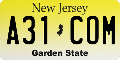 NJ license plate A31COM