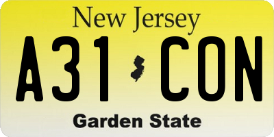 NJ license plate A31CON
