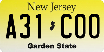 NJ license plate A31COO