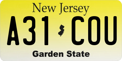 NJ license plate A31COU