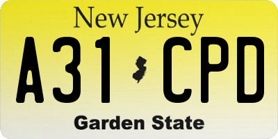 NJ license plate A31CPD