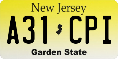 NJ license plate A31CPI