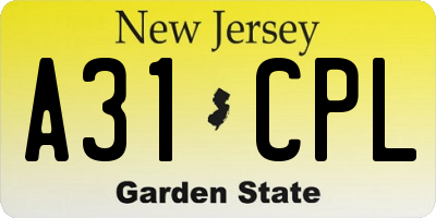 NJ license plate A31CPL