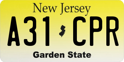 NJ license plate A31CPR
