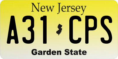 NJ license plate A31CPS
