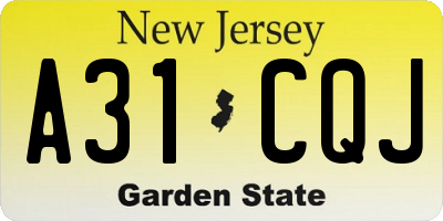 NJ license plate A31CQJ