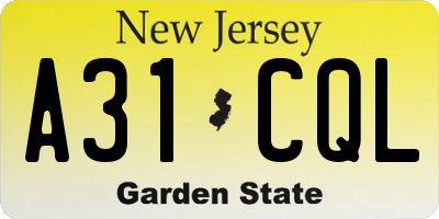 NJ license plate A31CQL