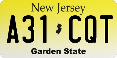 NJ license plate A31CQT
