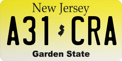 NJ license plate A31CRA