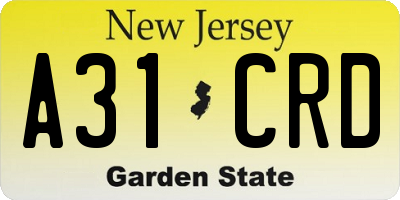 NJ license plate A31CRD