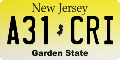 NJ license plate A31CRI