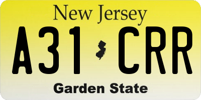 NJ license plate A31CRR