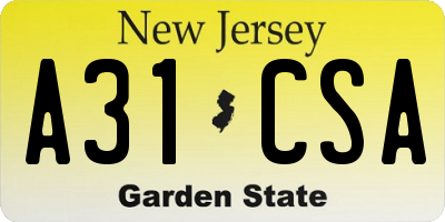 NJ license plate A31CSA