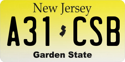 NJ license plate A31CSB