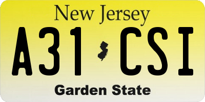 NJ license plate A31CSI