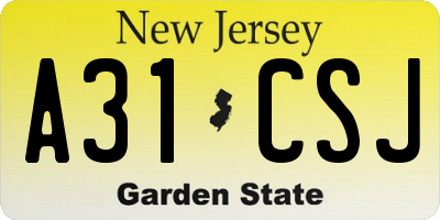 NJ license plate A31CSJ