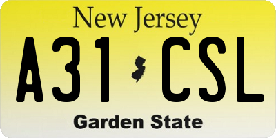 NJ license plate A31CSL