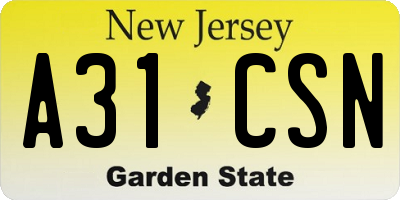 NJ license plate A31CSN