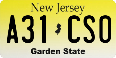 NJ license plate A31CSO