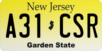 NJ license plate A31CSR