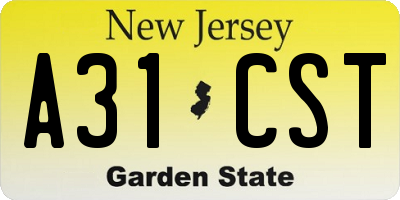 NJ license plate A31CST