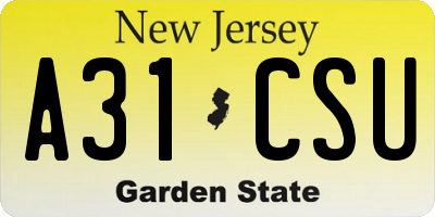 NJ license plate A31CSU