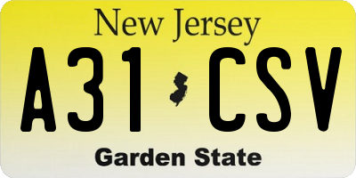 NJ license plate A31CSV