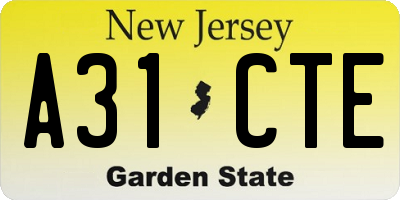 NJ license plate A31CTE