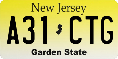 NJ license plate A31CTG