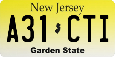 NJ license plate A31CTI
