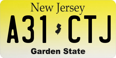 NJ license plate A31CTJ