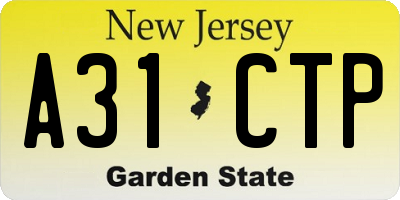 NJ license plate A31CTP