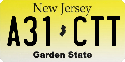 NJ license plate A31CTT