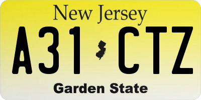 NJ license plate A31CTZ