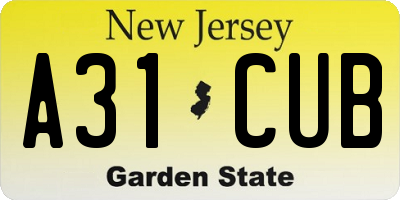 NJ license plate A31CUB