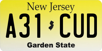 NJ license plate A31CUD