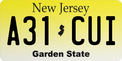 NJ license plate A31CUI