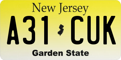 NJ license plate A31CUK