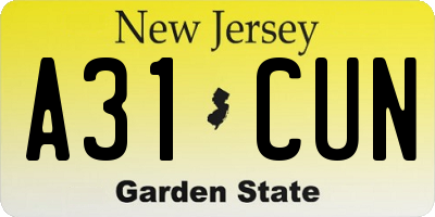 NJ license plate A31CUN